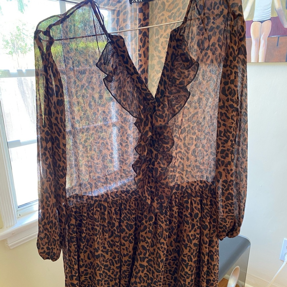 Zara dress boho style- leopard print